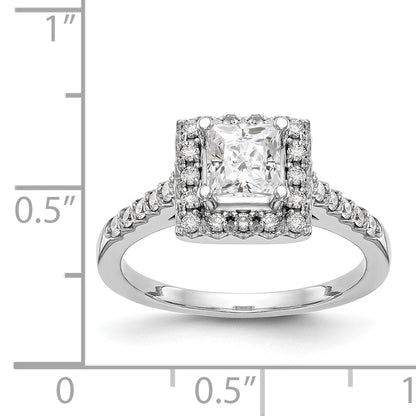 14K White Gold Diamond Princess CZ Square Halo Engagement Ring