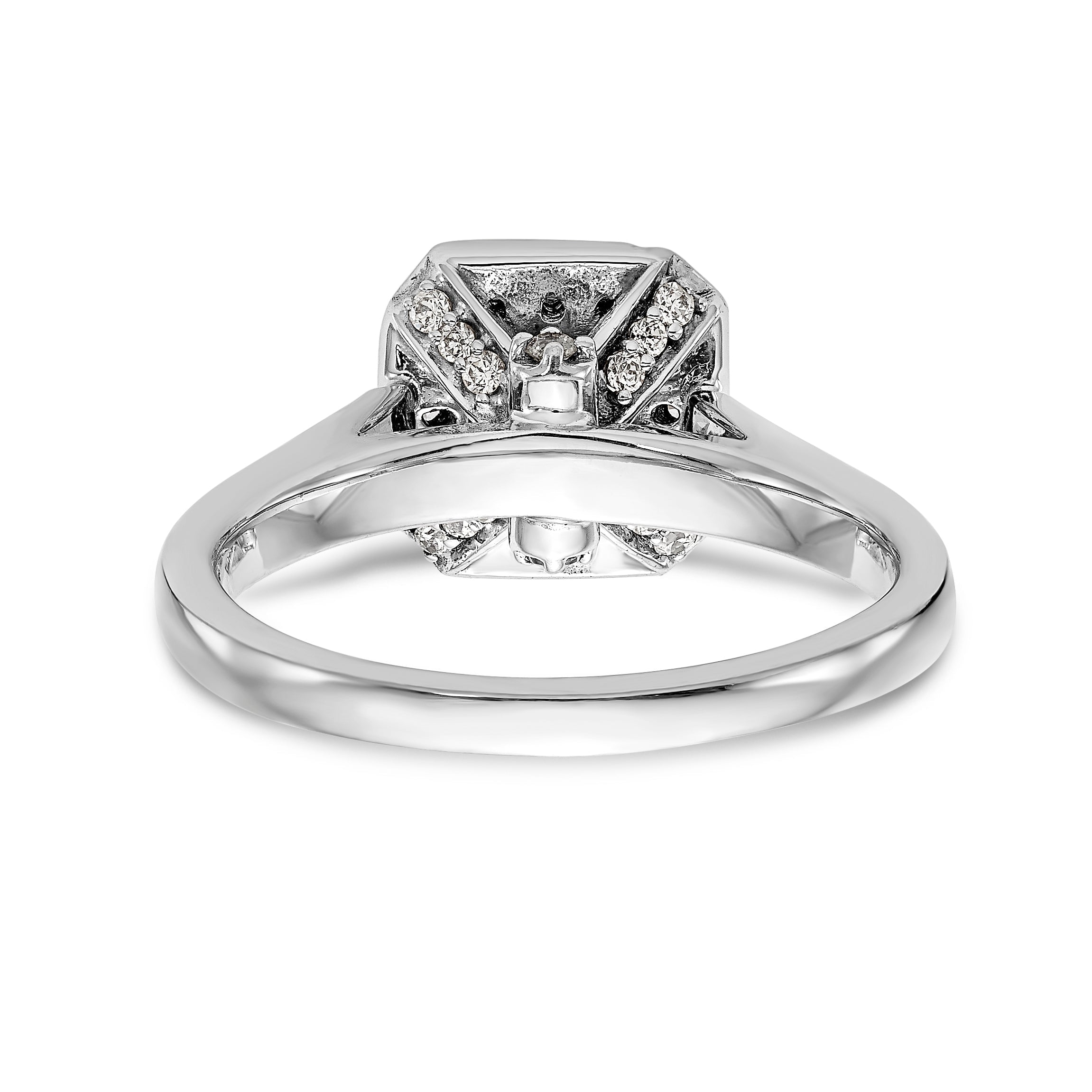 14K White Gold Diamond Princess CZ Square Halo Engagement Ring