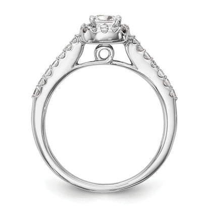 14K White Gold Diamond Princess CZ Square Halo Engagement Ring