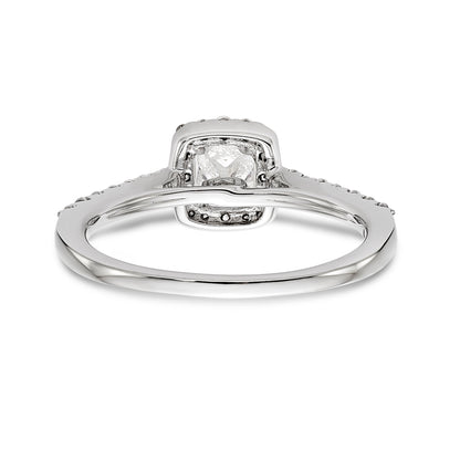 14K White Gold Diamond Princess CZ Square Halo Engagement Ring