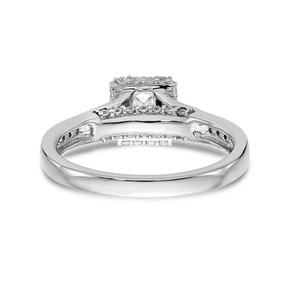 14K White Gold Diamond Princess CZ Square Halo Engagement Ring