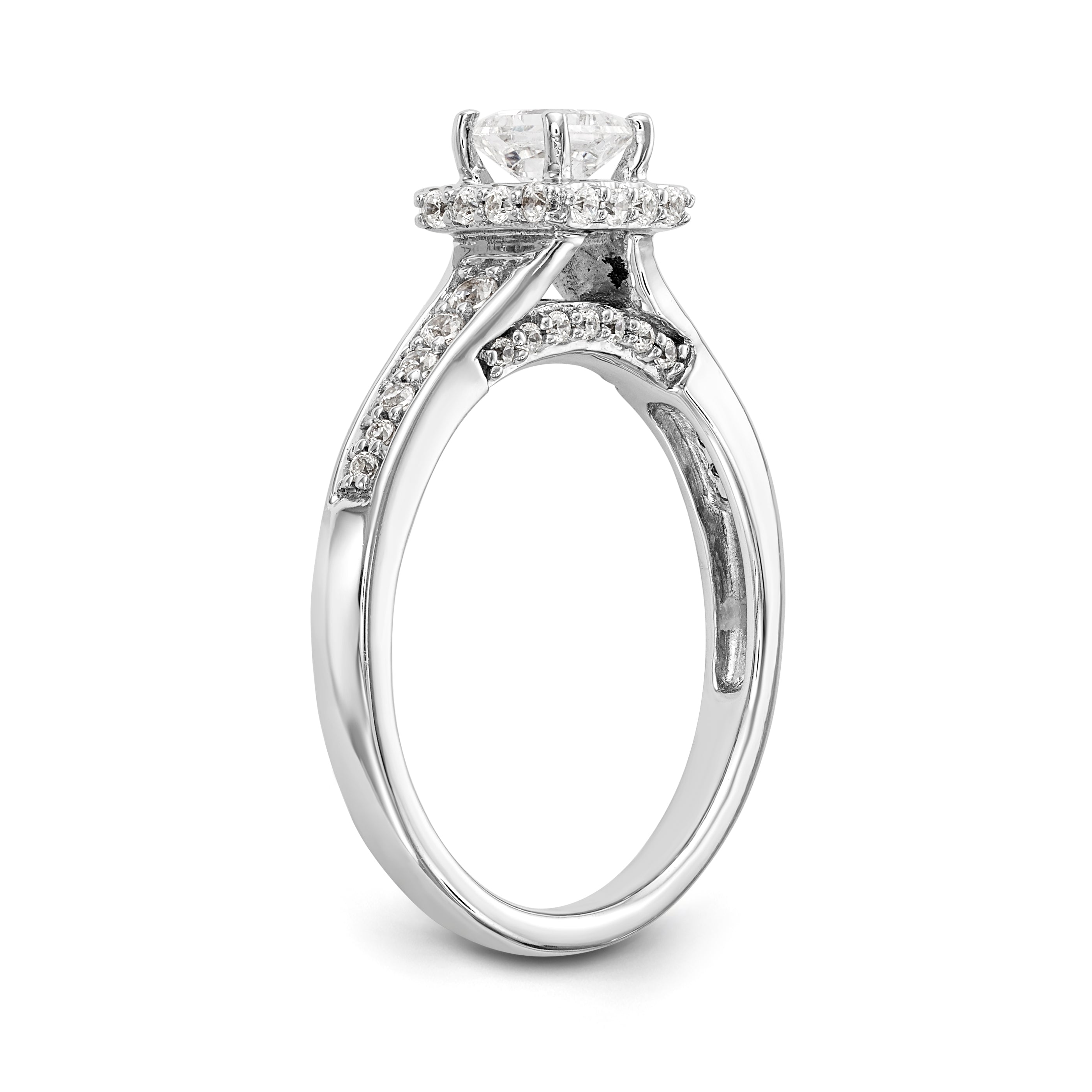 14K White Gold Diamond Princess CZ Square Halo Engagement Ring