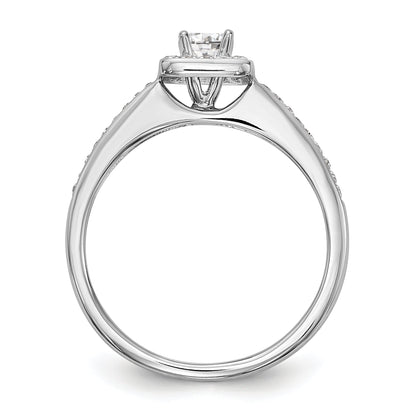 14K White Gold Diamond Princess CZ Square Halo Engagement Ring