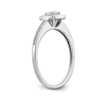 14K White Gold Diamond Princess CZ Square Halo Engagement Ring