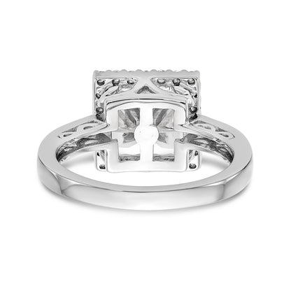14kw Peg Set Diamond Princess CZ Square Halo Engagement Ring