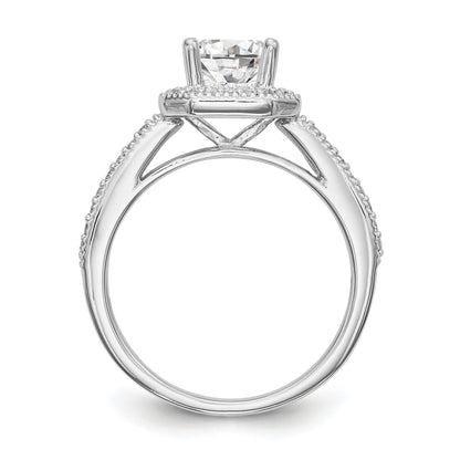 14K White Gold Diamond Princess CZ Square Halo Engagement Ring