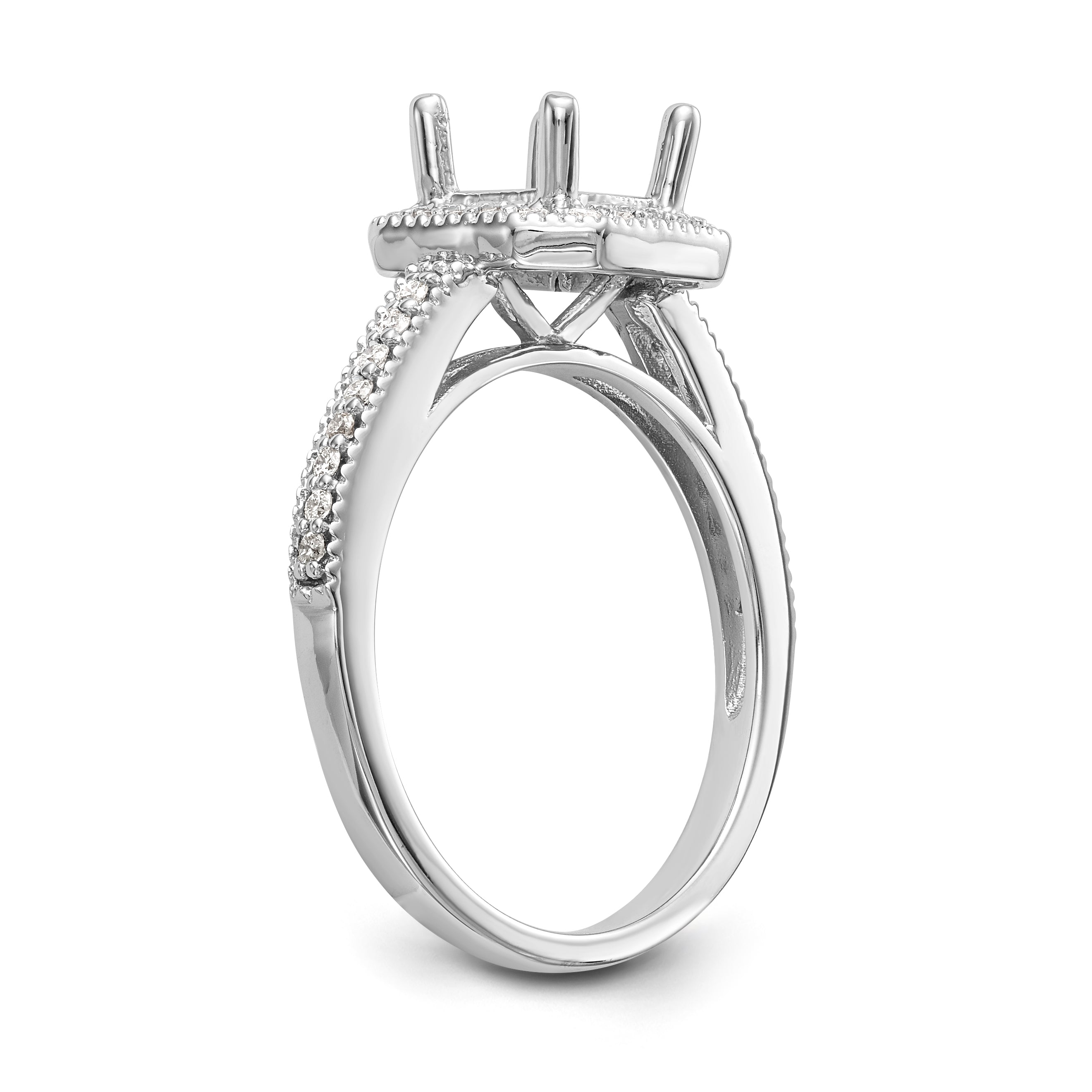 14K White Gold Diamond Princess CZ Square Halo Engagement Ring