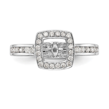 14kw Peg Set Diamond Princess CZ Cushion Halo Engagement Ring