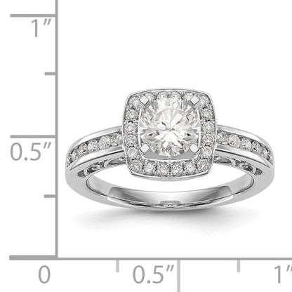 14kw Peg Set Diamond Princess CZ Cushion Halo Engagement Ring
