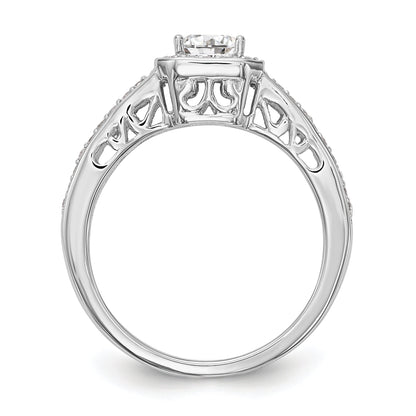 14K White Gold Diamond Princess CZ Cushion Halo Engagement Ring