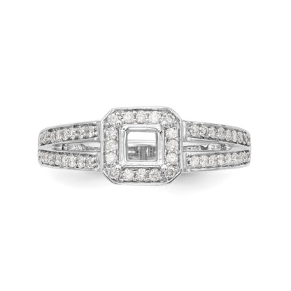 14K White Gold Diamond Princess CZ Cushion Halo Engagement Ring