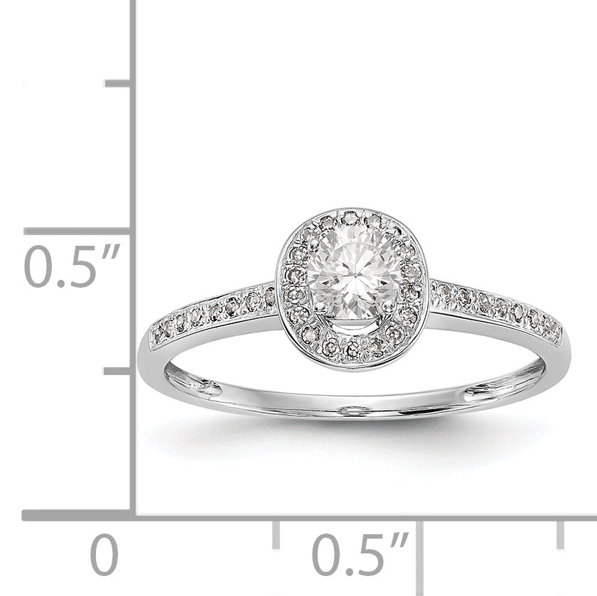 14K White Gold Diamond Oval CZ Oval Halo Engagement Ring