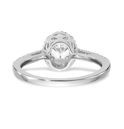 14K White Gold Diamond Oval CZ Oval Halo Engagement Ring