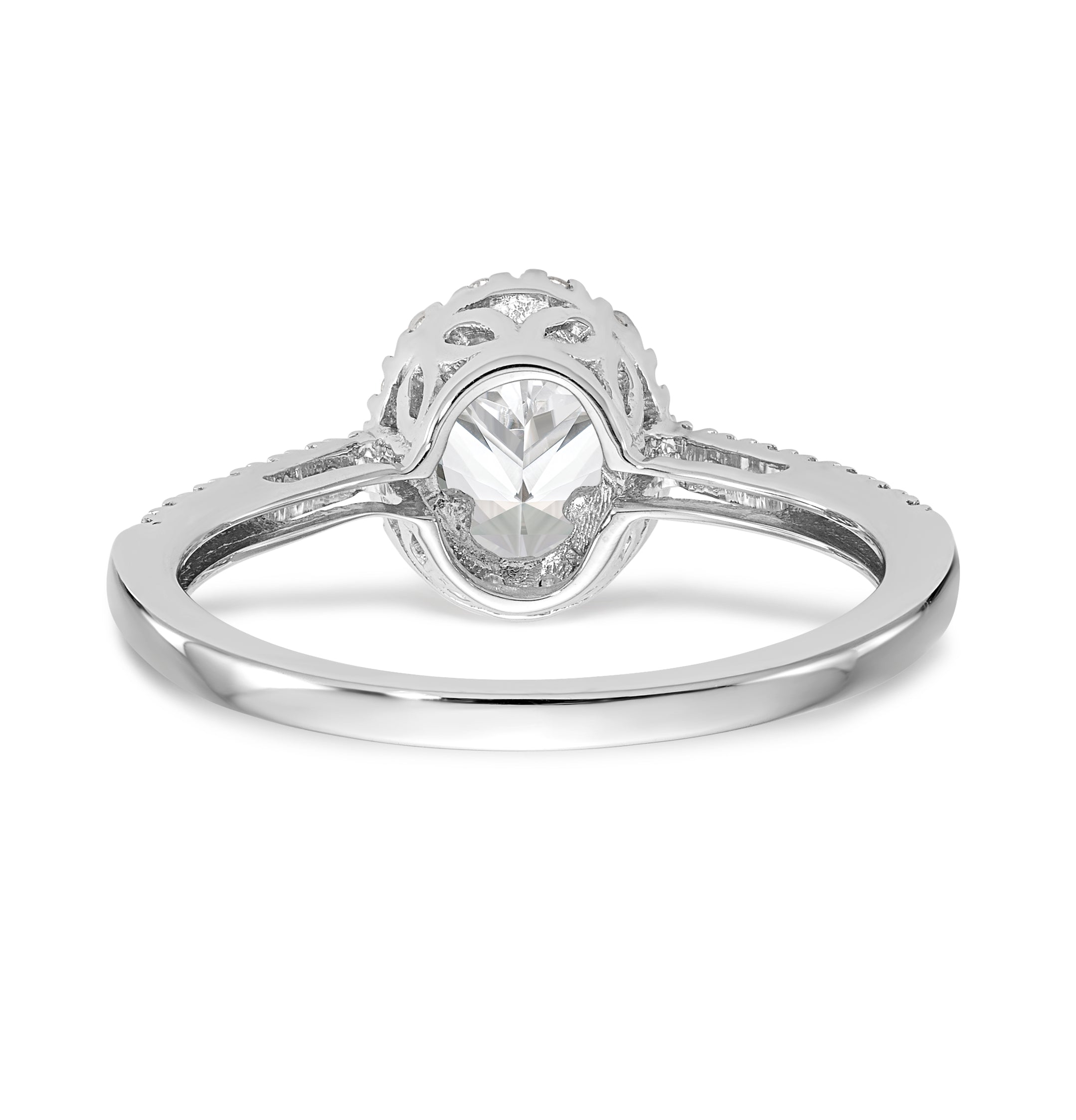 14K White Gold Diamond Oval CZ Oval Halo Engagement Ring