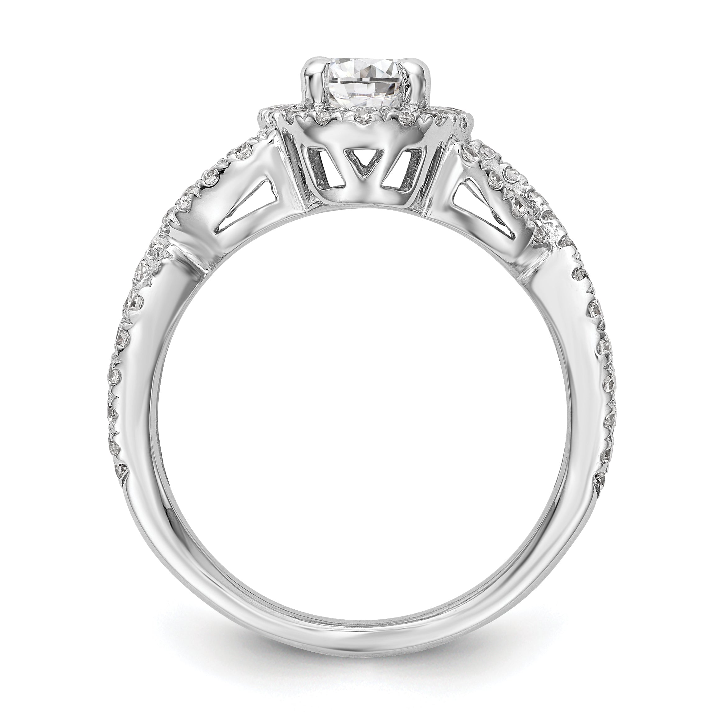 14K White Gold Diamond Oval CZ Oval Halo Engagement Ring