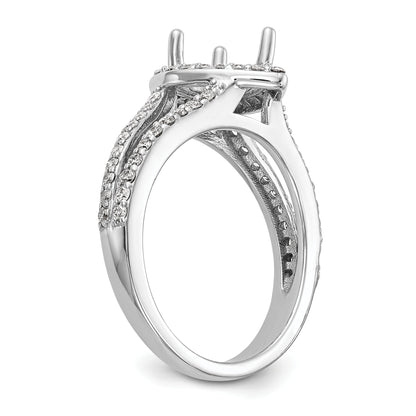 14K White Gold Diamond Pear CZ Pear Halo Engagement Ring