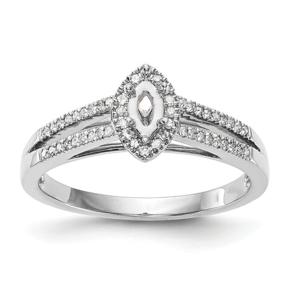 14K White Gold Diamond Marquise CZ Halo Engagement Ring