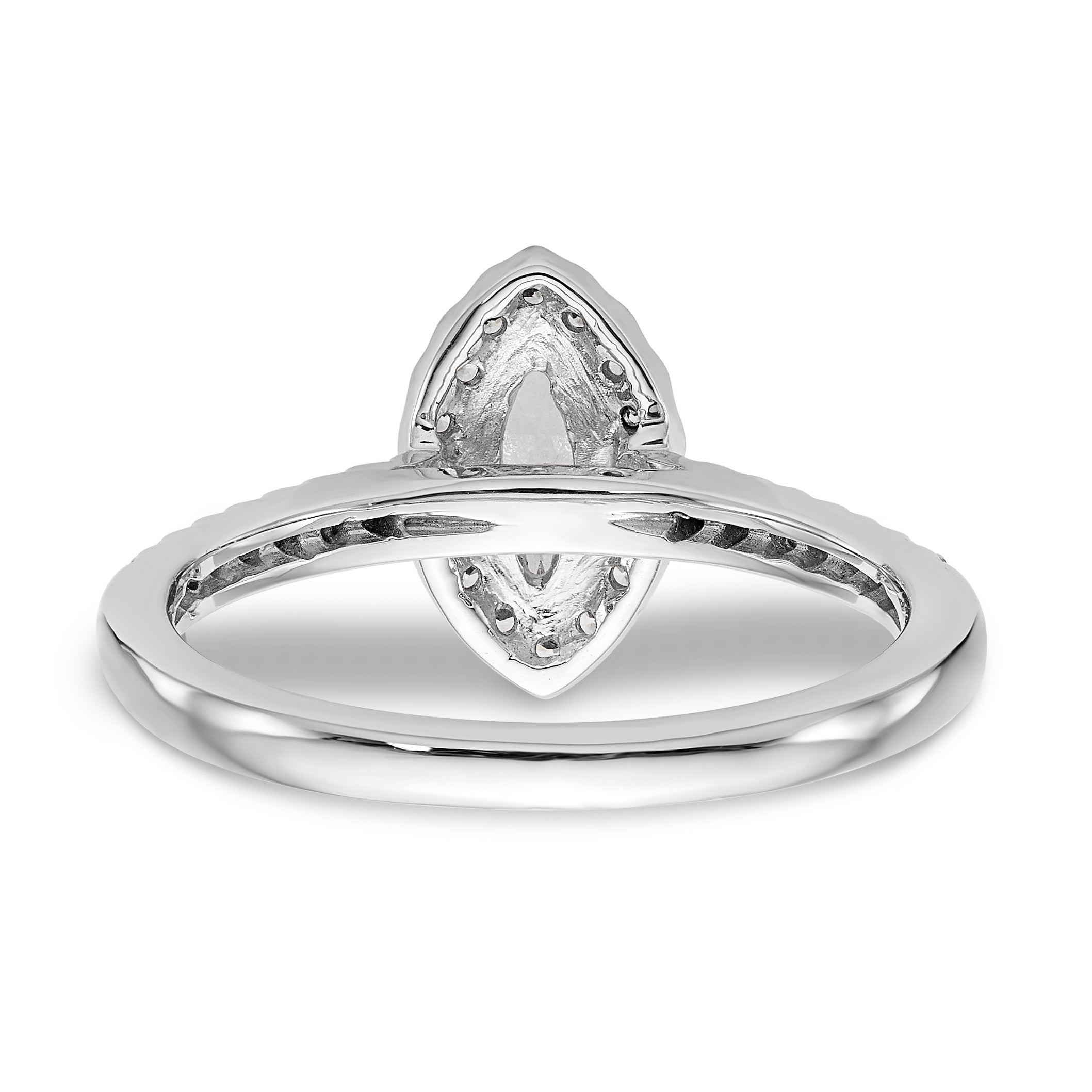 14K White Gold Diamond Marquise CZ Halo Engagement Ring