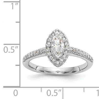 14K White Gold Diamond Marquise CZ Halo Engagement Ring