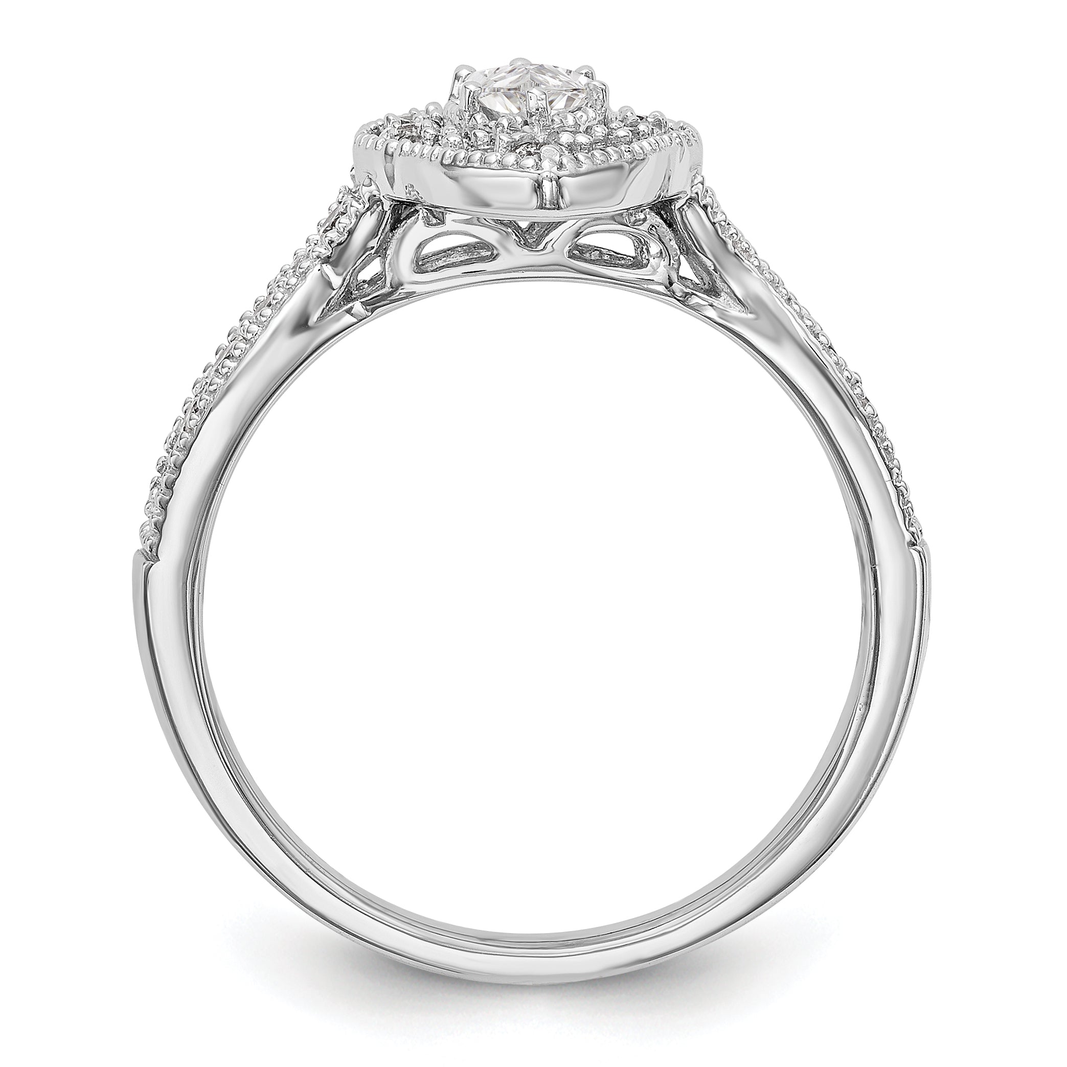 14K White Gold Diamond Marquise CZ Halo Engagement Ring