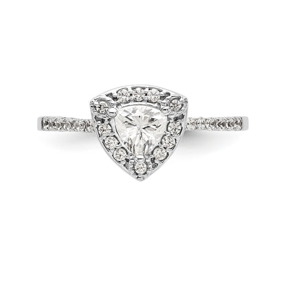 14K White Gold Diamond Trillion CZ Halo Engagement Ring