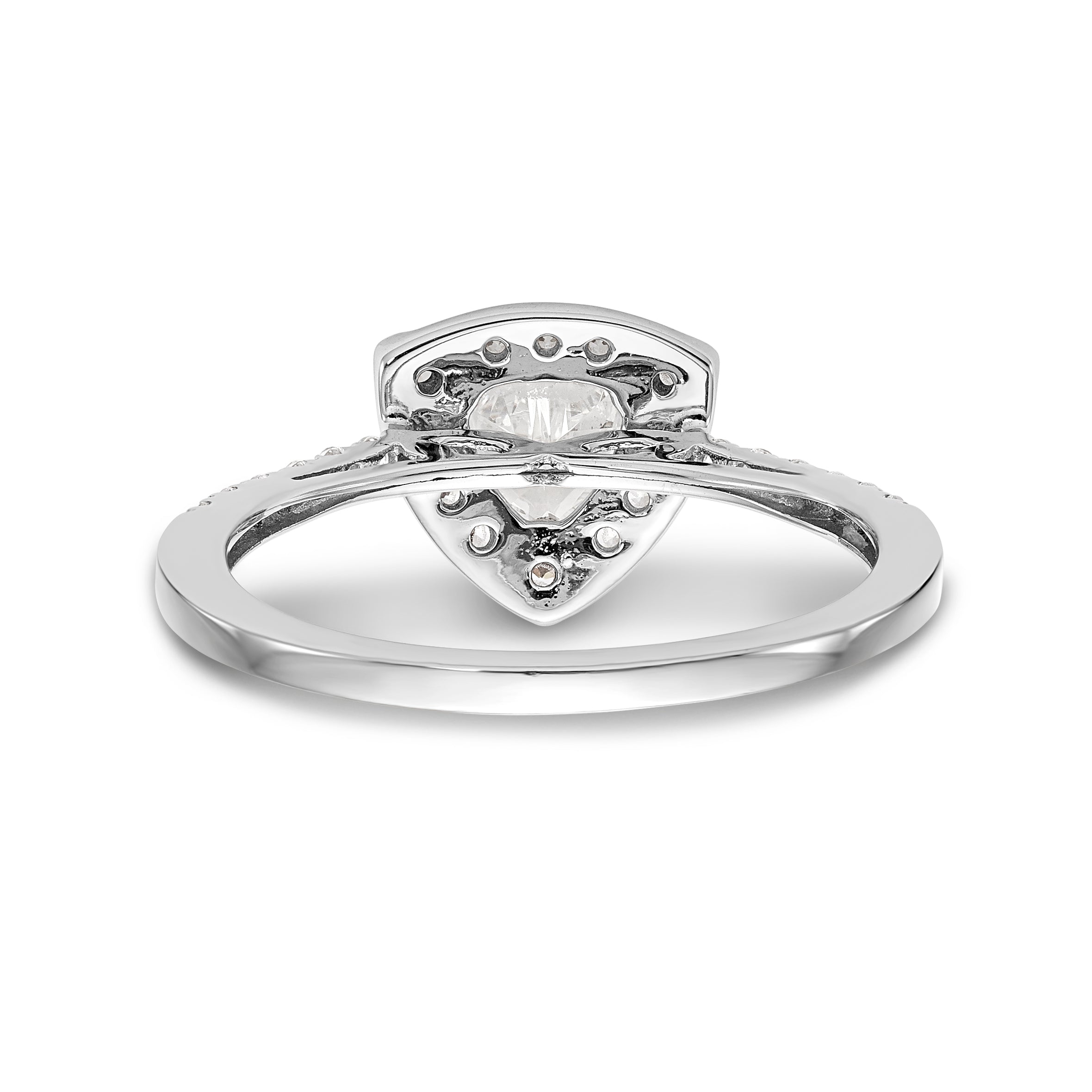 14K White Gold Diamond Trillion CZ Halo Engagement Ring