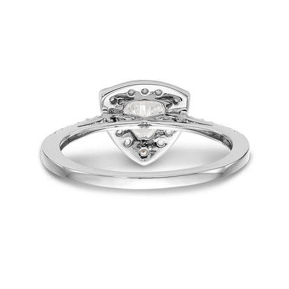 14K White Gold Diamond Trillion CZ Halo Engagement Ring