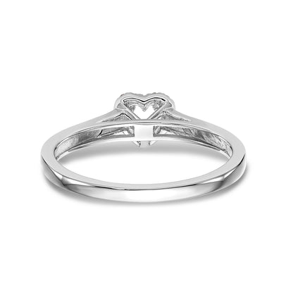 14K White Gold Diamond Heart CZ Halo Engagement Ring
