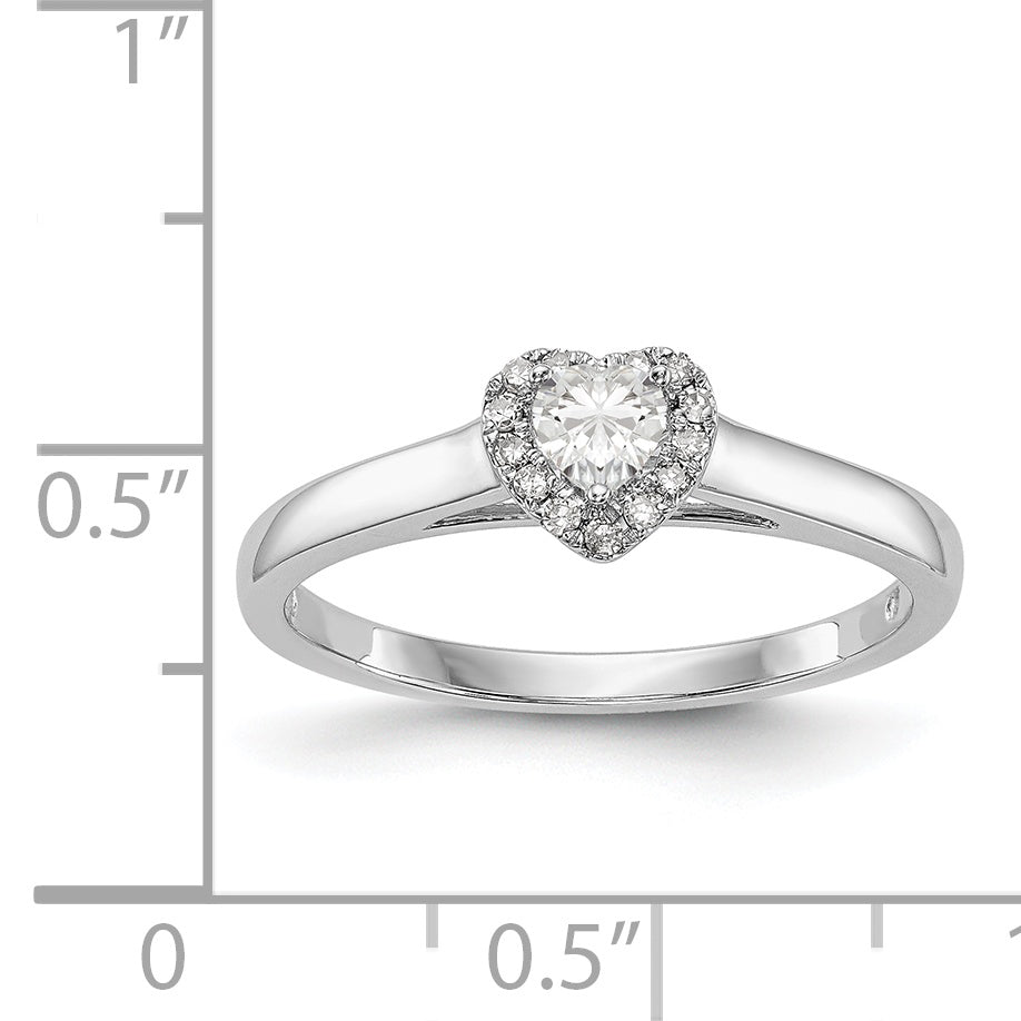 14K White Gold Diamond Heart CZ Halo Engagement Ring