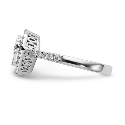 14K White Gold Complete Diamond Cluster Engagement Ring