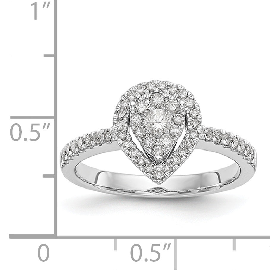 14K White Gold Complete Diamond Cluster Engagement Ring