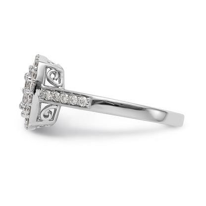 14K White Gold Complete Diamond Cluster Engagement Ring