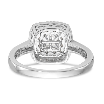 14K White Gold Complete Diamond Cluster Engagement Ring