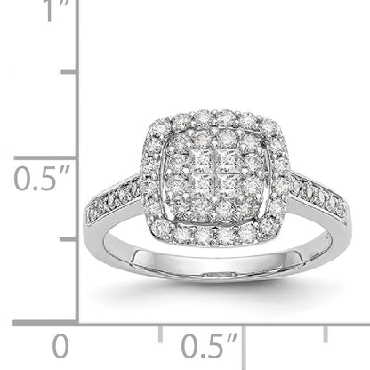 14K White Gold Complete Diamond Cluster Engagement Ring