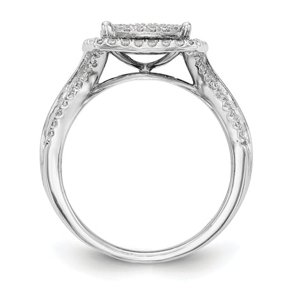 14K White Gold Complete Diamond Cluster Engagement Ring