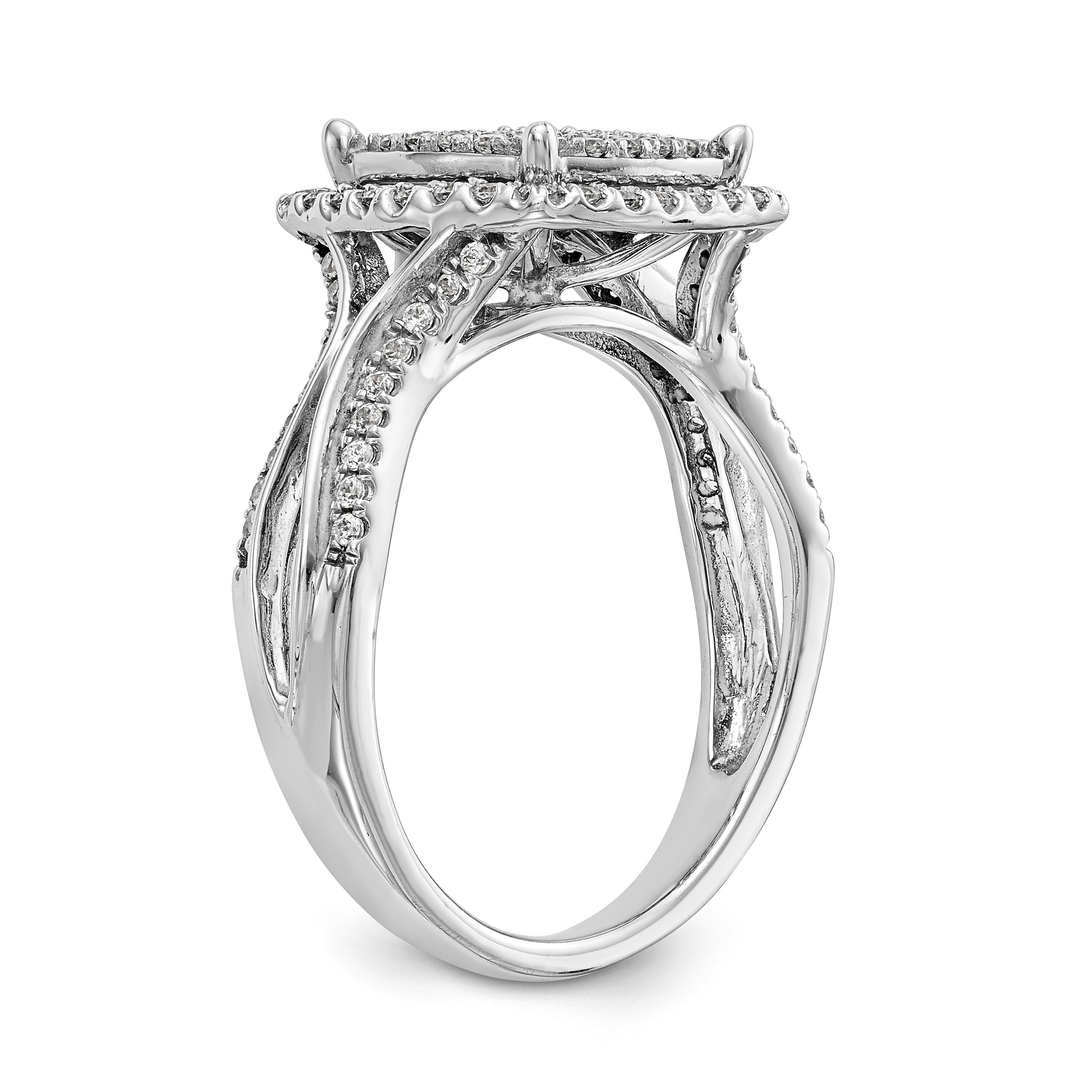 14K White Gold Complete Diamond Cluster Engagement Ring