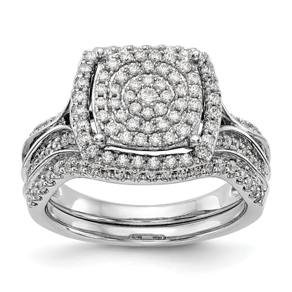 14K White Gold Complete Diamond Cluster Engagement Ring