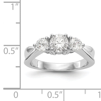 14K White Gold 3 Stone Simulated Diamond Engagement Ring