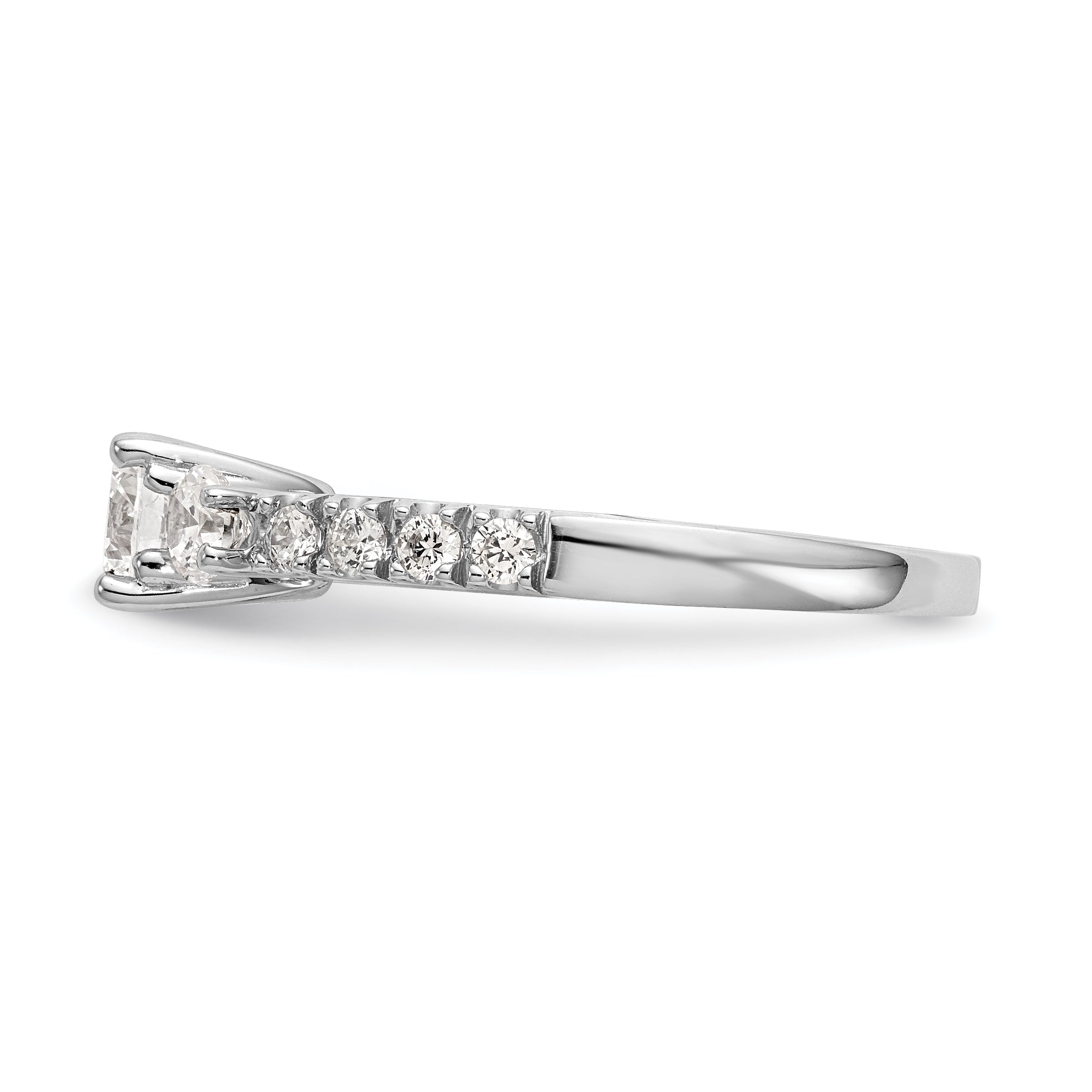 14K White Gold 3 Stone Simulated Diamond Engagement Ring