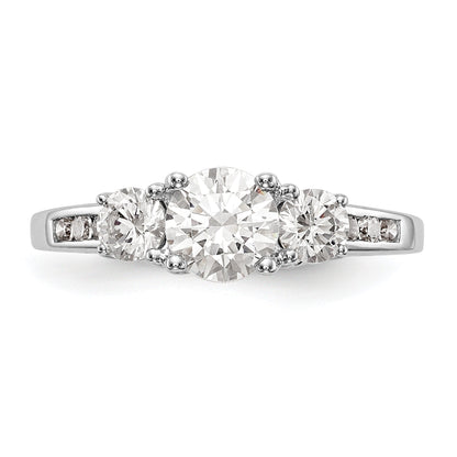 14K White Gold 3 Stone Simulated Diamond Engagement Ring