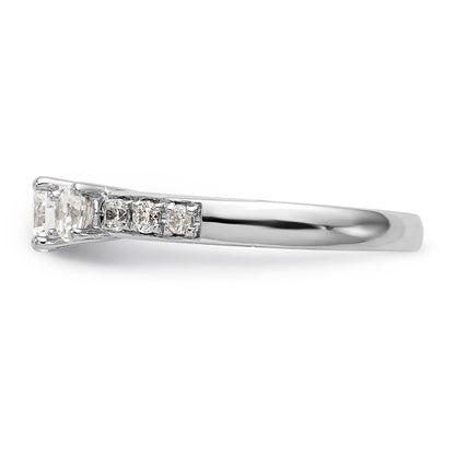 14K White Gold 3 Stone Simulated Diamond Engagement Ring