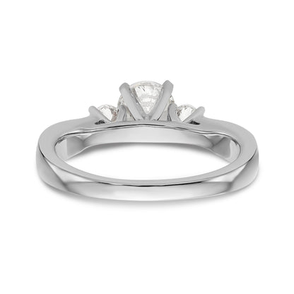 14K White Gold Peg Set 3 Stone Simulated Diamond Engagement Ring