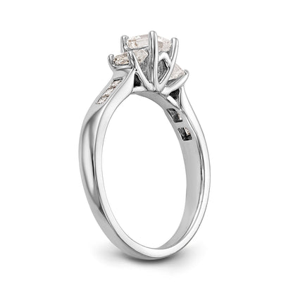 14K White Gold 3 Stone Simulated Diamond Engagement Ring