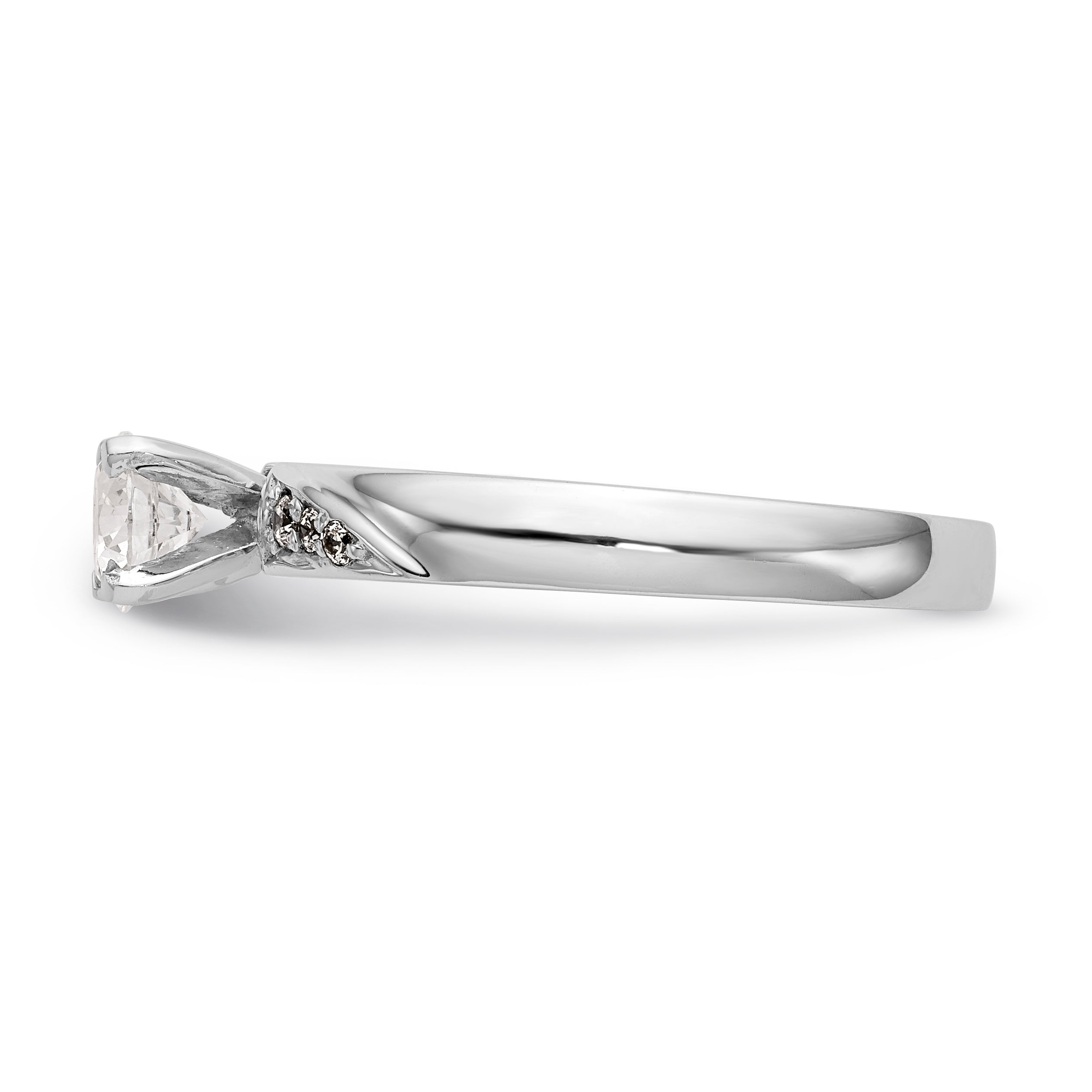 14K White Gold Round Simulated Diamond Trio Engagement Ring