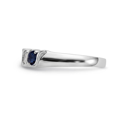 14k White Gold 3.25mm Sapphire AA Diamond 5 Stone Ring