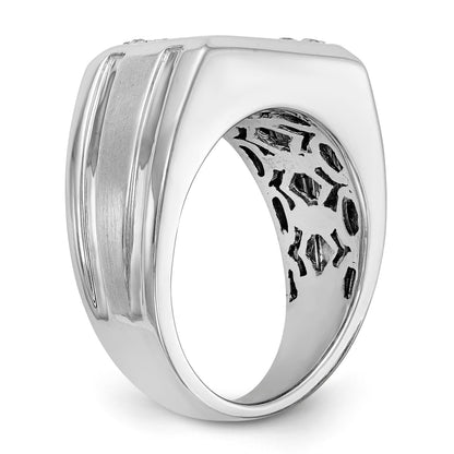14K White Gold Diamond Men's Band