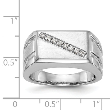 14K White Gold Diamond Men's Band