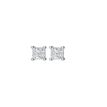 Certified 1/4 CTW Princess Cut Diamond Stud Earrings in 14K White Gold