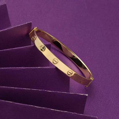 6mm Designer Inspired Hollow LOVE Bangle Bracelet Classic Model in Solid 14K Yellow Gold