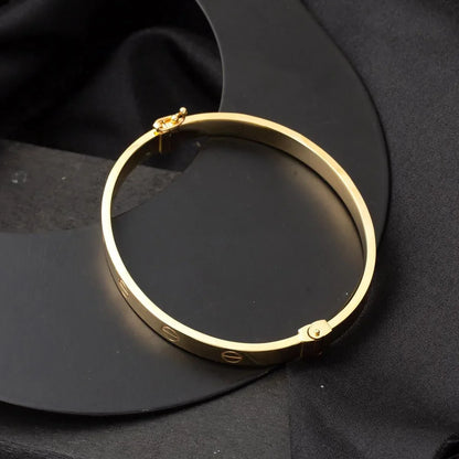6mm Designer Inspired Hollow LOVE Bangle Bracelet Classic Model in Solid 14K Yellow Gold